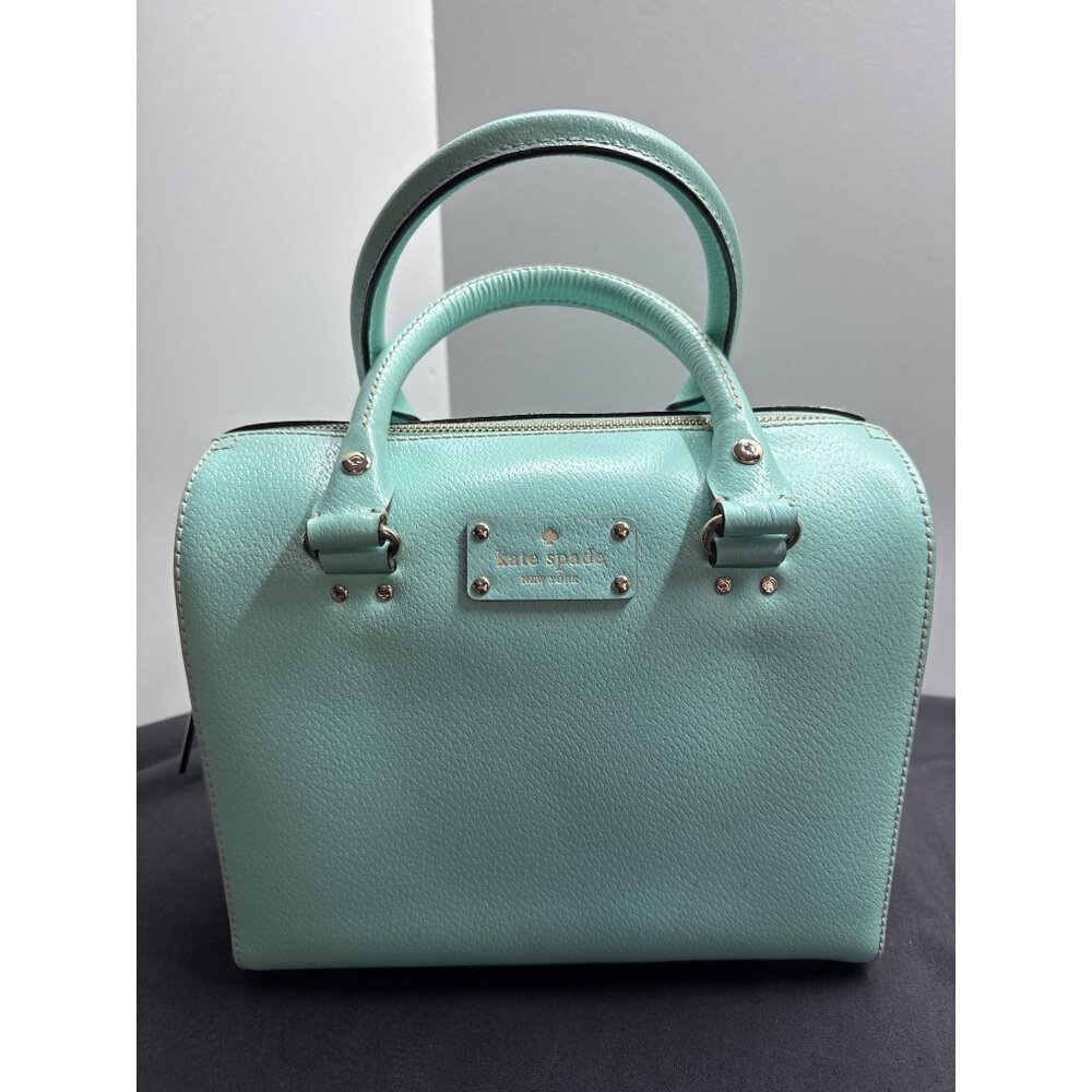 Kate Spade NY Wellesley Alessa Leather Satchel Hand Bag Mint Green